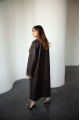 Women's sheepskin coat made of natural sheepskin in dark chocolate color